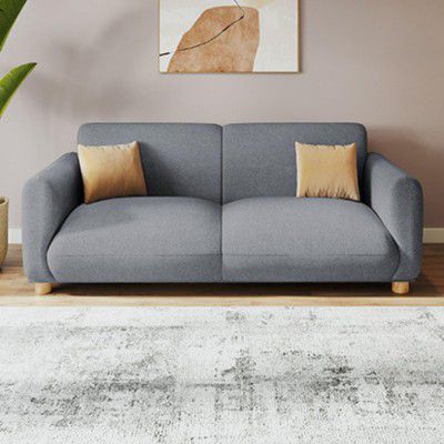 [Extra Rs.27450 OFF] Interio by Godrej Sofa Fluffy 3 Seater Fabric Sofa for Living Room, 3-Years Warranty, Solid Wood, Grey