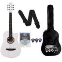 Intern 38C Acoustic Steel-string Guitar Premium White Cutaway Design with carry bag strings guitar strap and plectrums (INT-38C-WH)...