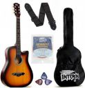 intern Acoustic Guitar Kit, With Bag, Strings, Picks & Strap Acoustic Guitar Linden Wood Rosewood Right Hand Orientation (Brown)...