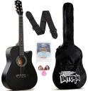 Intern INT-38C Right hand Acoustic Guitar Kit, With Bag, Strings, Pick And Strap, Black, small...