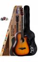 Intern Int-38c Sunburst Linden Wood Acoustic Guitar Kit with Carry Bag and Picks...