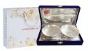 INTERNATIONAL GIFT German Silver Brass Two Bowl with Two Spoon and with Single Tray with Beautiful Velvet Box Packing with Carry Bag Uses for Dry Fruit | Chocolate | Sweet | HomeDecor...