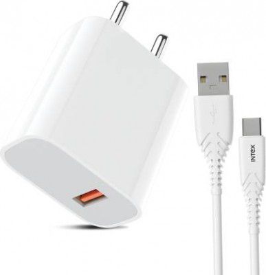 Intex 18 W Quick Charge 2.4 A Mobile Charger  (White, Cable Included)