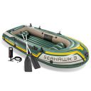 Intex 3-Person Inflatable Boat Set with Aluminum Oars and High Output Air Pump (Green)...
