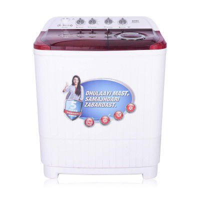 Intex 8.2 kg Semi-Automatic Top Loading Washing Machine (IWMSAD82RD, Red White)