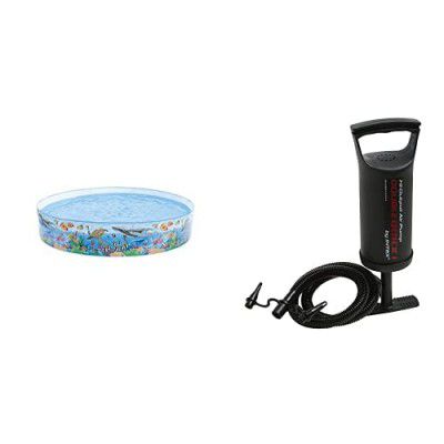 Intex Air Baloon Pump and Intex Snapset Pool, Multi Color (8-feet)