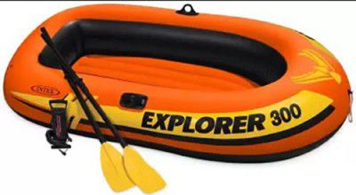 Intex Explorer 300 Boat Set Inflatable Kayak Water Raft (Orange)
