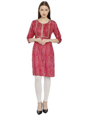 InTrend Forever Bandhani Foil Print Designer || Cotton Kurta for Ladies