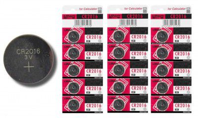 Invento 15pcs 3V CR2016 Li-ion Battery (Non-Rechargeable) CR 2016 Button Coin Cell Battery for Calculator Watch Electonic Devices