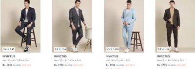 Invictus Suits upto 80% off starting From Rs.1799
