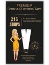Invisible Double-Sided Lingerie Tape for Body & Clothing, 216 Strips, Hypoallergenic, Waterproof, 1.27 x 7.62 cm Fashion Strips...