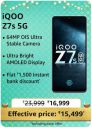 iQOO Z7s 5G @ ₹15,499/- During Big Billion Days Sale...