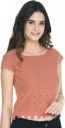 IQRA FAHION  Casual Cap Sleeves Embellished Women Brown Top...