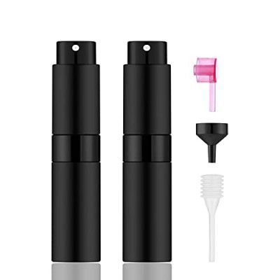 IRON BILL Glass 2 Pcs/8Ml Portable Mini Perfume Atomizer Bottles, Black