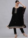Ishin Women Black Ethnic Motifs Embroidered Regular Gotta Patti Kurta with Trousers...