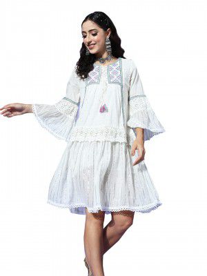 ishin Women's Cotton A-Line Knee-Length Dress