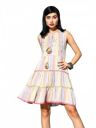 ishin Women's Rayon Embroidered A-Line Striped Mini Dress...