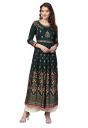 ishin Women's Viscose Rayon Anarkali Printed Floral Print Green Kurti...