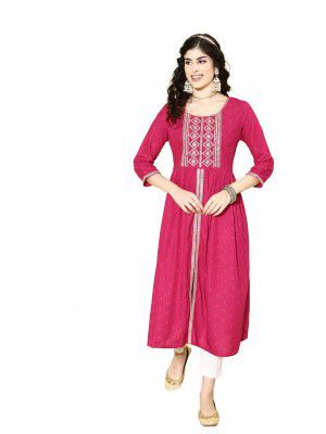 ishin Women's Viscose Rayon Embellished Purple Sequins A-Line Kurta