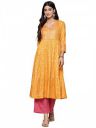 ishin Women's Viscose Rayon Ethnic Motifs Mustard Anarkali Kurta...