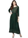 ishin Women's Viscose Rayon Green Printed Anarkali Kurta suit set with Palazzos...