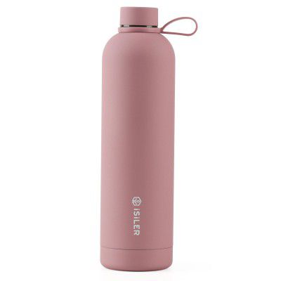 ISILER 1 liters Insulated Bottle, Stainless Steel Thermal Bottle with Silicone Handle