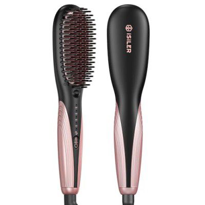 iSiLER Hair Straightener Brush, Styler Brush with Anion Hair Care, Ceramic Coated Bristles