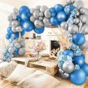 ITAF Silver & Blue Metallic Finish Shiny Balloons For Birthday/Anniversary Decoration - Pack of 50...