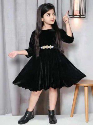 ITC Fashion Girls Party Dress (Black, 3/4 Sleeve)
