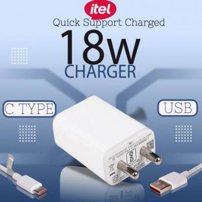 itel 2 A Wall Charger for Mobile  (White 18 Watt Charger For Tecno & Infinix Mobile, Cable Included)