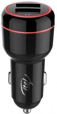 Itel ICC-11 3.4A Fast Charging Car USB Charger for Cellular Phones (Black)