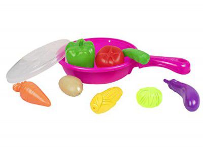 itoys Vegetable Set with Pan for Kids 10 Pcs of Different Fruits,Multicolor
