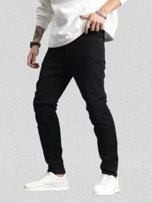 itup  Men Straight Fit Mid Rise Black Jeans