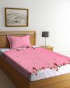 IVAZA 144 TC Ezyption Cotton Bedsheet for Single Bed with 1 Pillow Covers | Super Soft Thread Count 144 Brushed Ezyption Cotton -Long Lasting & Wrinkle Free Pink...