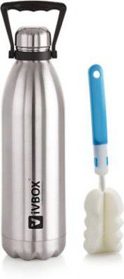 iVBOX BOOSTER Hot & Cold Double-Wall Vacuum Thermos Water Bottle With Cleaning Brush 1500 ml Flask  (Pack of 1, Silver, Steel)