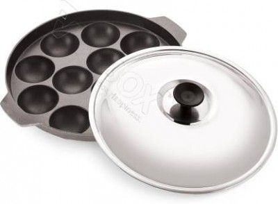 iVBOX Eco-Series 12 Cavity Non-Stick Kaan Appam Maker Paddu Paniyarakkal Patra Paniyaram Pan Ponganal Baati Baking Pot Paniarakkal with Lid 1 L capacity 23 cm diameter  (Aluminium, Non-stick)