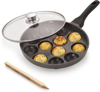 iVBOX MAX-PRO Appam Pan Heavy-Weight Non-Stick appe Paniyarakkal Maker With Glass Lid with Lid 1 L capacity 24 cm diameter  (Aluminium, Non-stick)