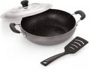 iVBOX Spatter-SS 24cm Induction Kadhai Non-Stick 2-Litre with Steel Lid Kadhai 24 cm diameter with Lid 2 L capacity  (Aluminium, Non-stick, Induction Bottom)...