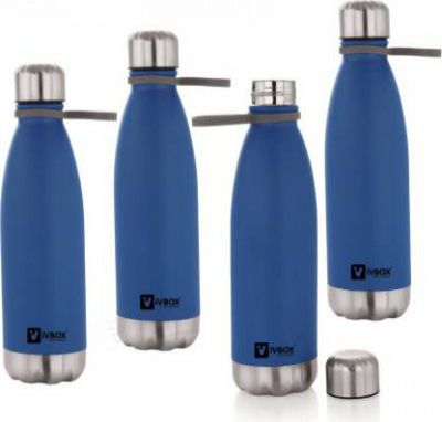 iVBOX Sporto-750ml Unbreakable Stainless Steel Water Bottle for Fridge, Home/Office 750 ml Bottle  (Pack of 4, Blue, Steel)