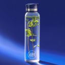 Iveo Borosilicate Glass Bottle, Aqua Aura | Water bottle for fridge | Extreme Temperature Resistant | for Hot and Cold Water, Milk, Lassi, Juice, Detox Mix | Leak Proof | 1000 ml, 1 Pc, Blue...