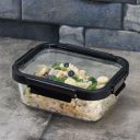 Iveo Borosilicate Glass Container, Glass N Glass | 370 ml, Rectangle, Black...