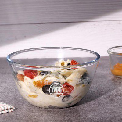 Iveo Borosilicate Glass Mixing and Serving Bowl, Microwave Safe Bowl | 2500 ml