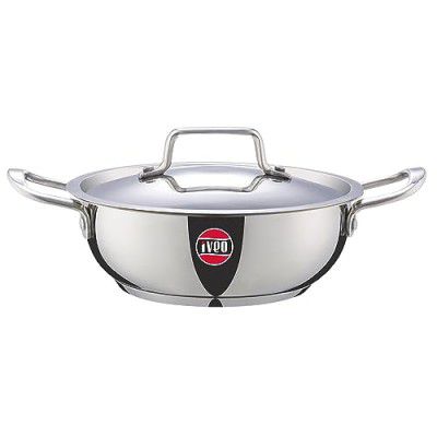 IVEO Stylo Stainless Steel with Lid Induction Base Triply Bottom Kadhai 20 cm & 1.8 ltrs Capacity | Dishwasher Safe.