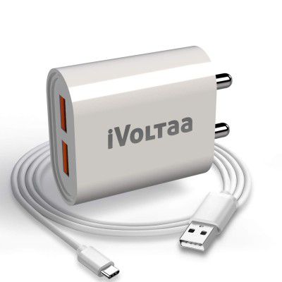 iVoltaa FuelPort 3.0A Dual (2) Port IntelliCharge Wall Charger Adapter with Type-C Charging Cable