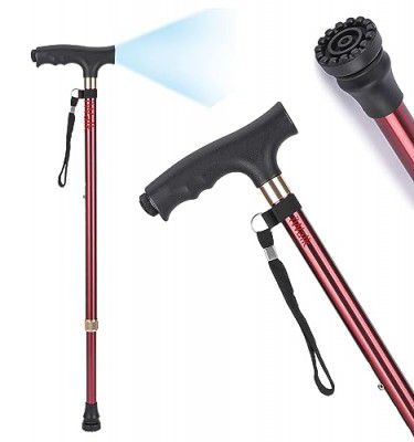 iWalk Aluminum Imported Walking Sticks with Torch/Led Light for Men & Women (Wine)
