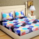 IWS 144 TC Microfiber Double Geometric Flat Bedsheet  (Pack of 1, Multicolor)...