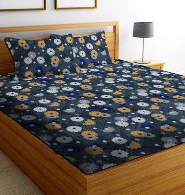 IWS 144 TC Microfiber Double Printed Flat Bedsheet  (Pack of 1, Multicolor)