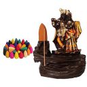 J JIYANSH CREATION® Present Radha Krishna Backflow Smoke Fountain Incense Holder Burner with Backflow Incense Cones Sticks - Material Polyresin (Design 7)...
