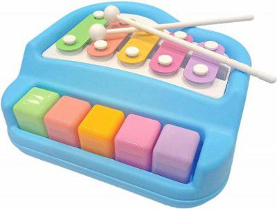 J K INTERNATIONAL 2 in 1 Xylophone and Piano Toy  (Multicolor)