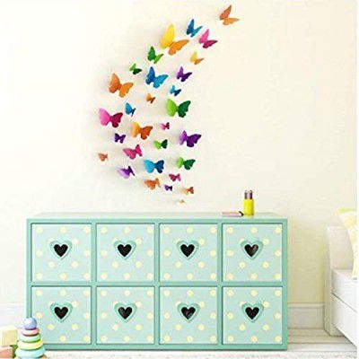 JAAMSO ROYALS PVC Vinyl Multicolor 3D Butterflies Decorative Self Adhesive Peel and Stick Home Decor Wall Sticker 1 Combo of 19 Piece (21 cm x 29.7 cm)